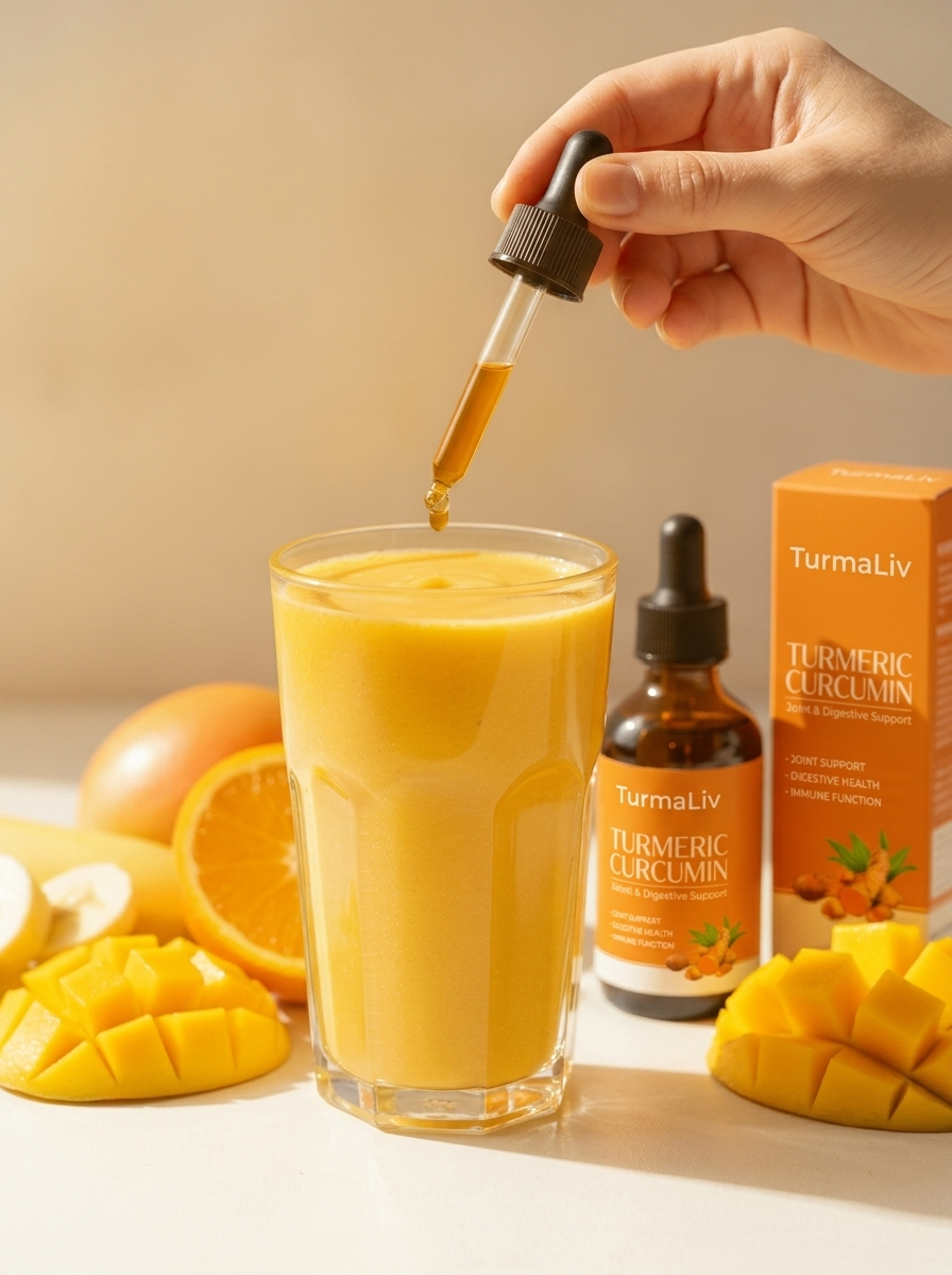 Turmeric Curcumin & Milk Thistle Liquid Drops for Liver Health Support | Herbal Blend with Dandelion, Chamomile, Black Pepper & Ginger | Orange Flavor | 2 fl oz