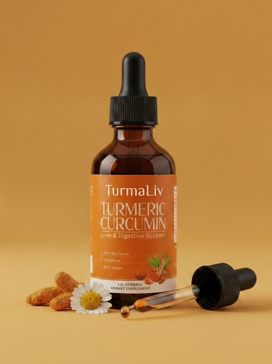 Turmeric Curcumin & Milk Thistle Liquid Drops for Liver Health Support | Herbal Blend with Dandelion, Chamomile, Black Pepper & Ginger | Orange Flavor | 2 fl oz